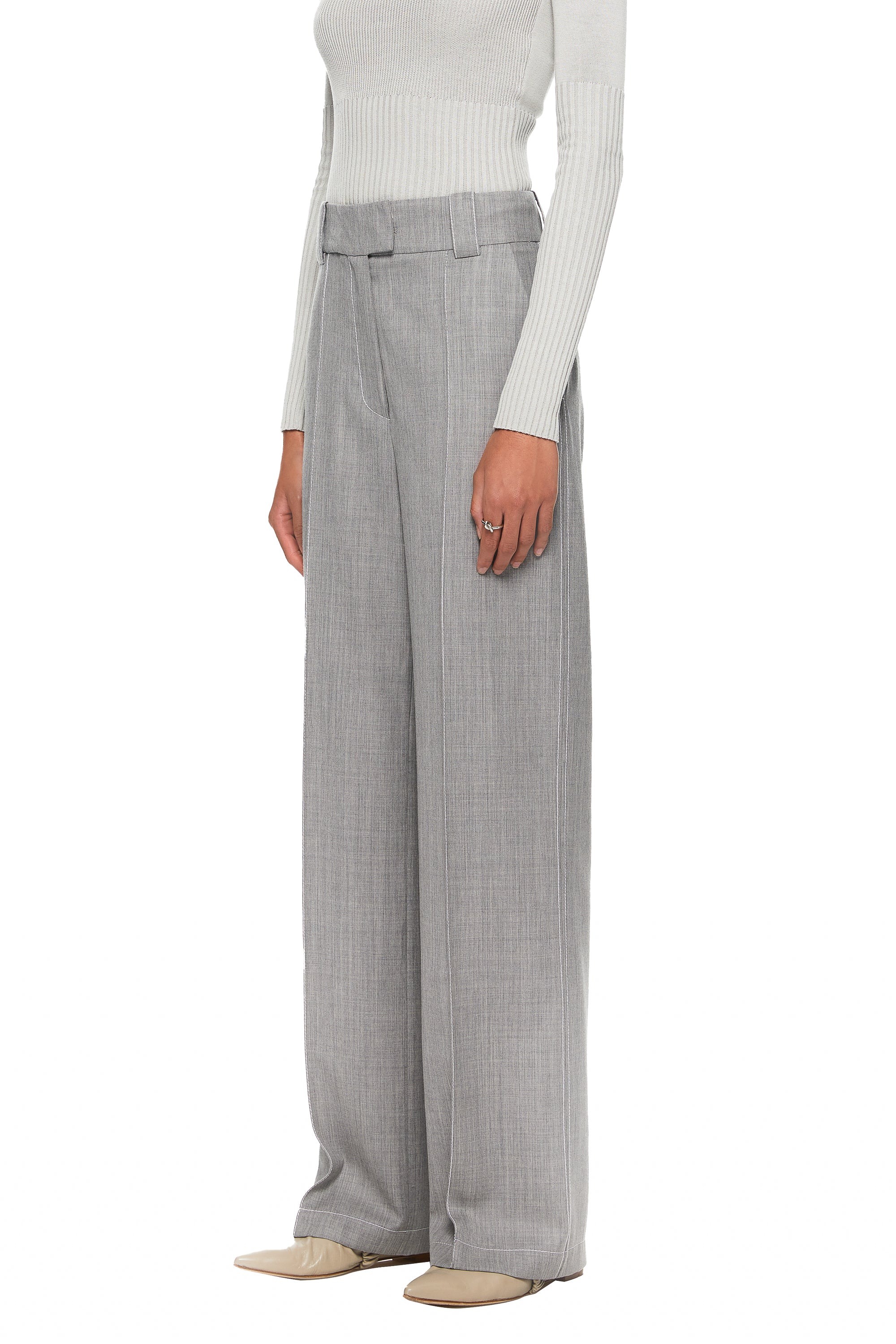 Topstitched Pants Grey - Image 2
